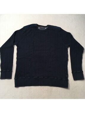Shirt Mens LARGE Blue Thermal Long Sleeve Waffle Tee COVA